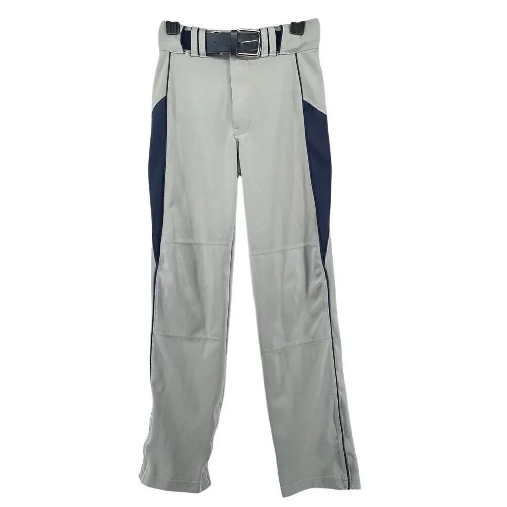 Champro Triple Crown Youth Baseball Pants Gray Blue Piped Belted XL